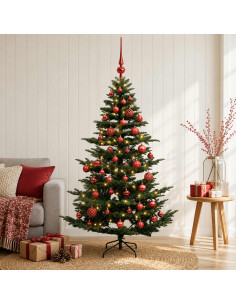 Albero di Natale artificiale con palline 150 cm 150 LED