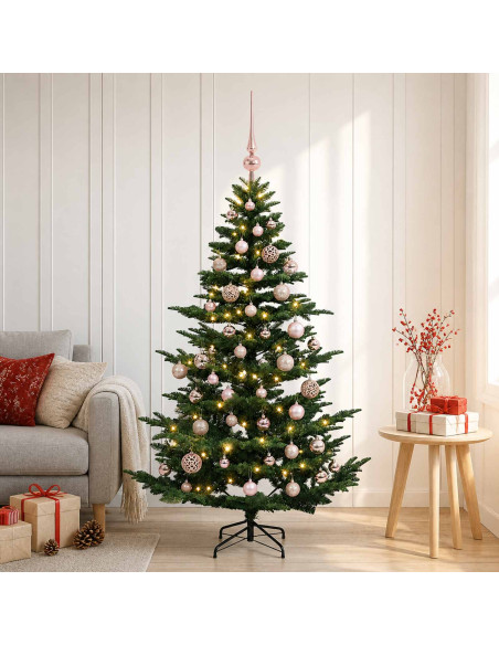 Albero di Natale artificiale con palline 120 cm 150 LED