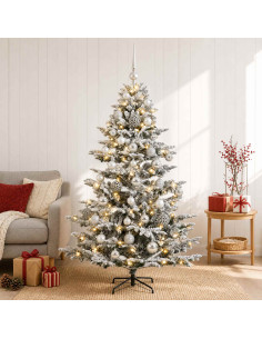 Albero di Natale artificiale con palline 150 cm 150 LED