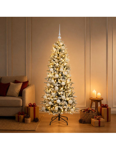 Albero di Natale artificiale con palline 120 cm 150 LED