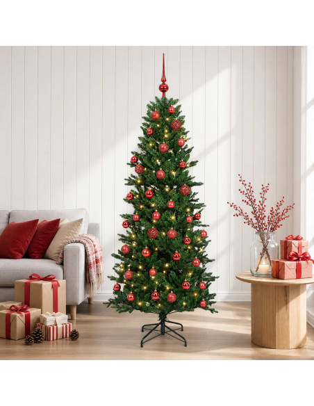 Albero di Natale artificiale con palline 120 cm 150 LED