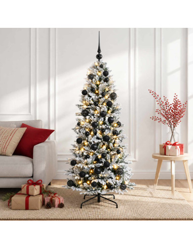 Albero di Natale artificiale con palline 120 cm 150 LED