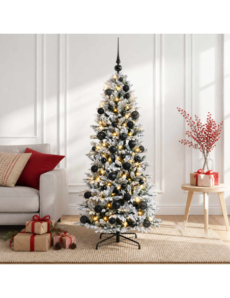Albero di Natale artificiale con palline 120 cm 150 LED