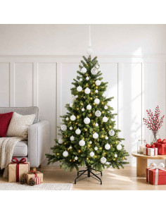 Albero di Natale artificiale con palline 150 cm 150 LED