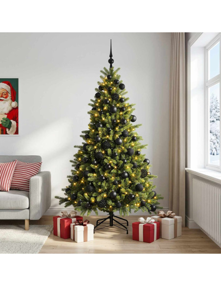 Albero di Natale artificiale con palline 240 cm 300 LED