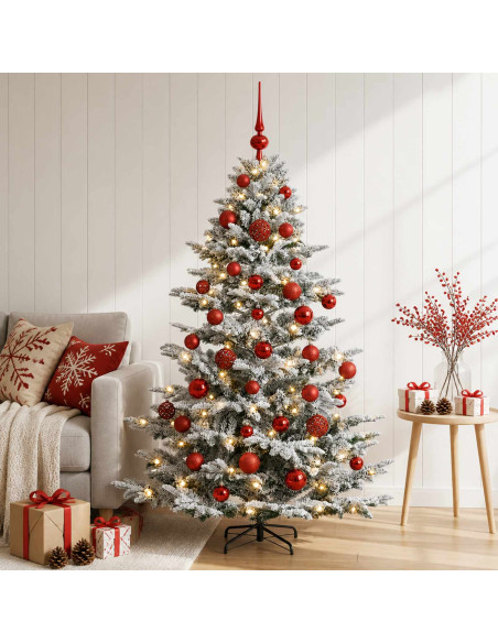 Albero di Natale artificiale con palline 150 cm 150 LED
