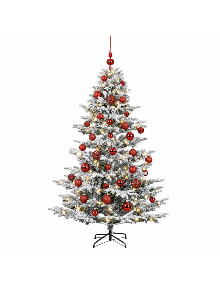 Albero di Natale artificiale con palline 150 cm 150 LED
