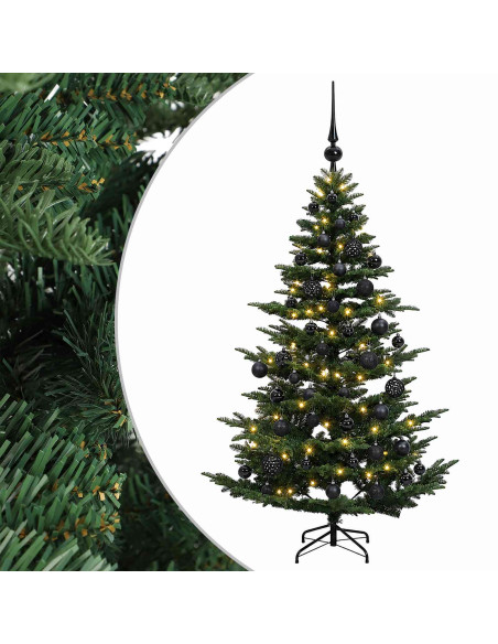 Albero di Natale artificiale con palline 120 cm 150 LED