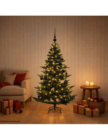 Albero di Natale artificiale con palline 120 cm 150 LED