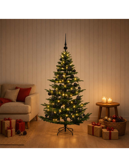 Albero di Natale artificiale con palline 120 cm 150 LED