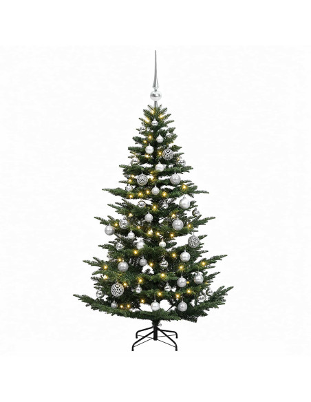 Albero di Natale artificiale con palline 150 cm 150 LED