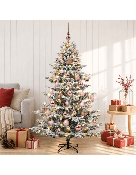 Albero di Natale artificiale con palline 150 cm 150 LED