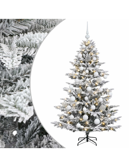Albero di Natale artificiale con palline 150 cm 150 LED