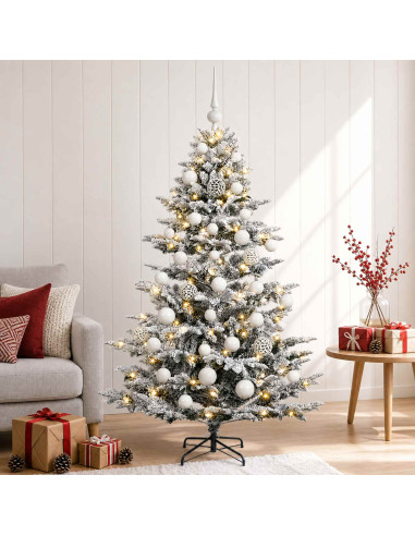 Albero di Natale artificiale con palline 150 cm 150 LED