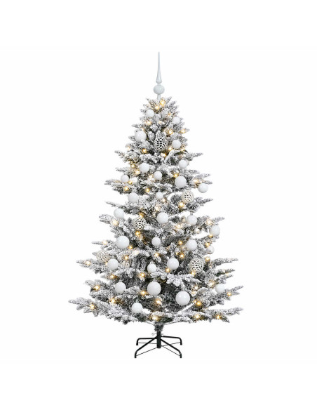 Albero di Natale artificiale con palline 150 cm 150 LED