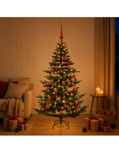 Albero di Natale artificiale con palline 150 cm 150 LED