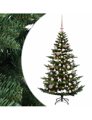 Albero di Natale artificiale con palline 120 cm 150 LED