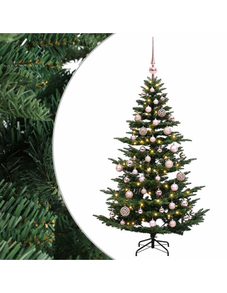 Albero di Natale artificiale con palline 120 cm 150 LED