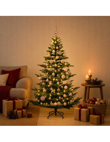 Albero di Natale artificiale con palline 120 cm 150 LED