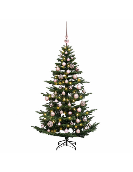 Albero di Natale artificiale con palline 120 cm 150 LED