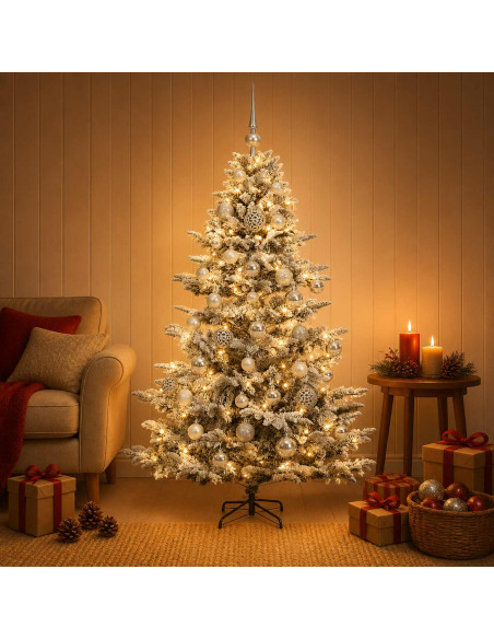 Albero di Natale artificiale con palline 150 cm 150 LED