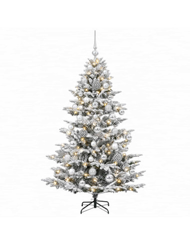 Albero di Natale artificiale con palline 150 cm 150 LED