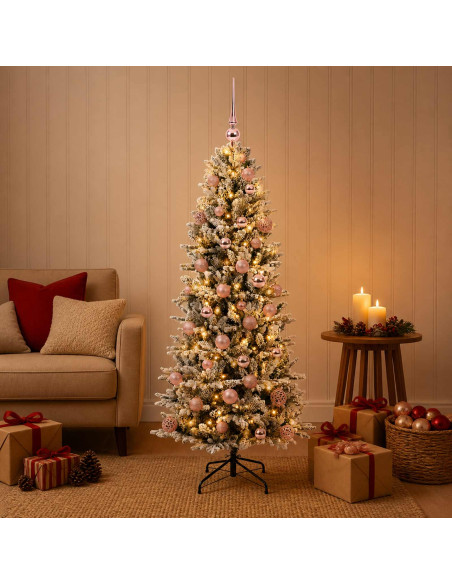 Albero di Natale artificiale con palline 120 cm 150 LED