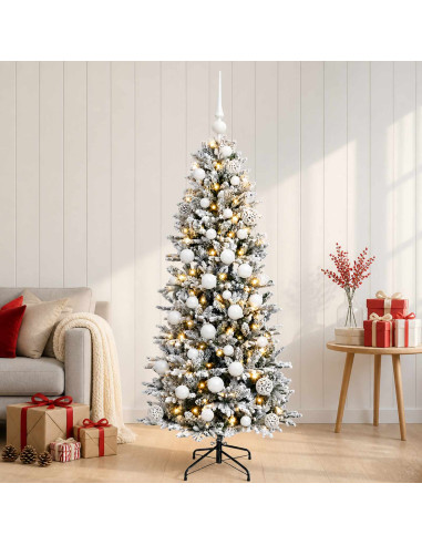 Albero di Natale artificiale con palline 120 cm 150 LED
