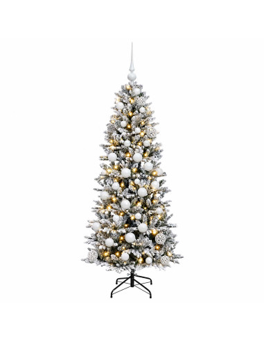 Albero di Natale artificiale con palline 120 cm 150 LED