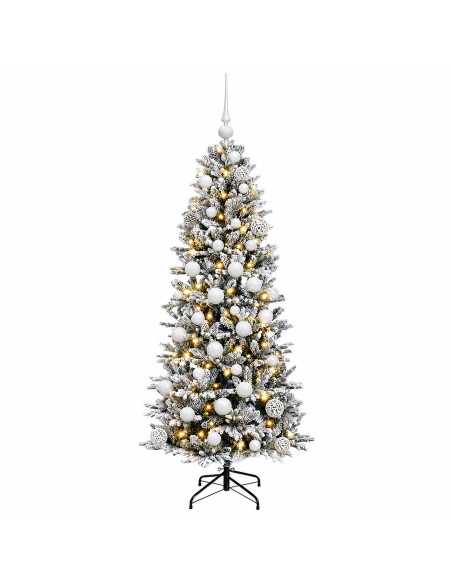 Albero di Natale artificiale con palline 120 cm 150 LED