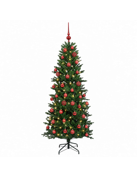 Albero di Natale artificiale con palline 120 cm 150 LED