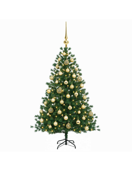 Albero di Natale artificiale con palline 150 cm 150 LED