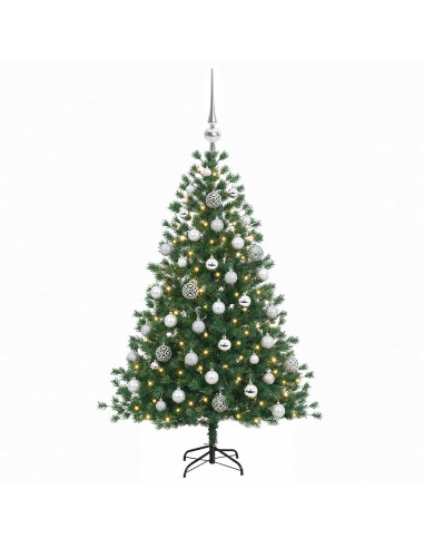 Albero di Natale artificiale con palline 150 cm 150 LED