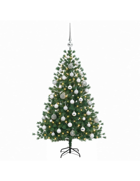 Albero di Natale artificiale con palline 150 cm 150 LED