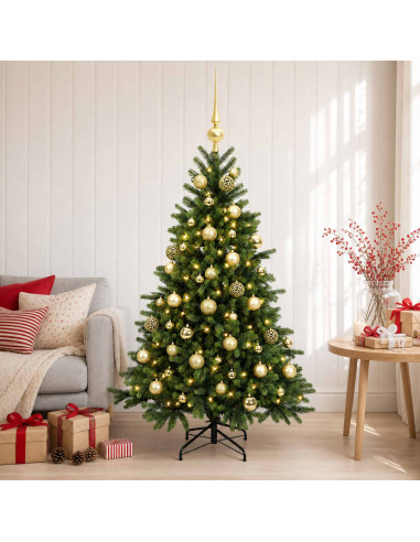 Albero di Natale artificiale con palline 150 cm 150 LED
