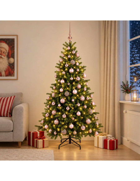 Albero di Natale artificiale con palline 240 cm 300 LED