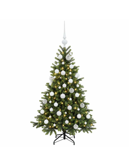 Albero di Natale artificiale con palline 150 cm 150 LED