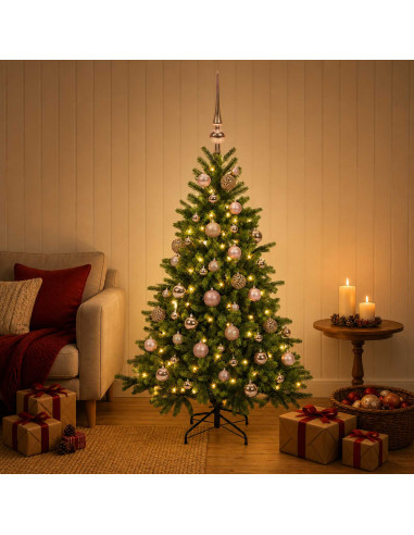 Albero di Natale artificiale con palline 150 cm 150 LED