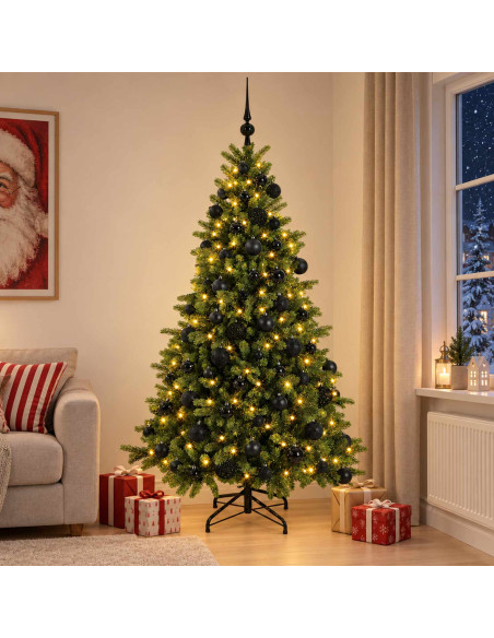 Albero di Natale artificiale con palline 240 cm 300 LED
