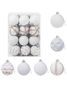 Set di Palline di Natale 36 pz Bianco 6 cm Polistirolo
