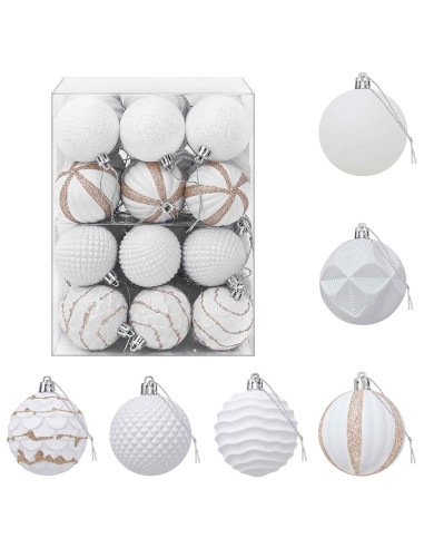Set di Palline di Natale 36 pz Bianco 6 cm Polistirolo