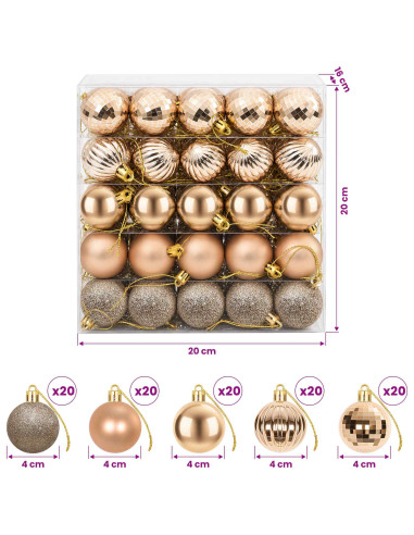 Set di Palline di Natale 100 pz Oro rosa 4 cm Polistirolo