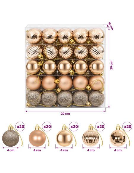 Set di Palline di Natale 100 pz Oro rosa 4 cm Polistirolo