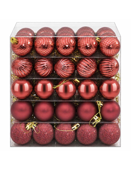 Set di Palline di Natale 150 pz Rosso Vino 3 cm Polistirolo