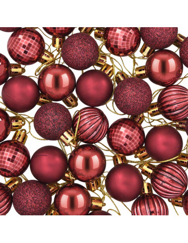 Set di Palline di Natale 150 pz Rosso Vino 3 cm Polistirolo