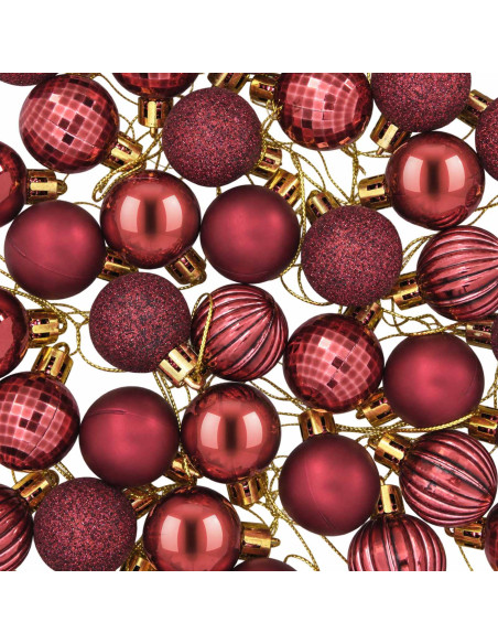 Set di Palline di Natale 150 pz Rosso Vino 3 cm Polistirolo