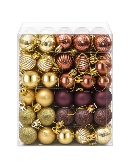Set di Palline di Natale 150 pz Marrone e oro 3 cm Polistirolo