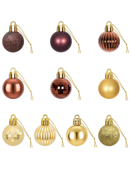 Set di Palline di Natale 150 pz Marrone e oro 3 cm Polistirolo