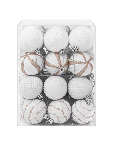 Set di Palline di Natale 36 pz Bianco 6 cm Polistirolo