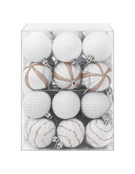 Set di Palline di Natale 36 pz Bianco 6 cm Polistirolo